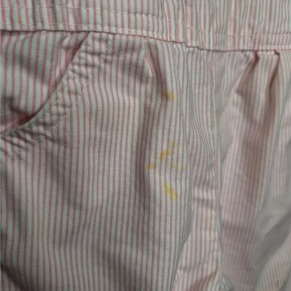 Vintage OshKosh B'Gosh Vestbak Bib Overalls Girls Pink White Stripe USA 24 mo